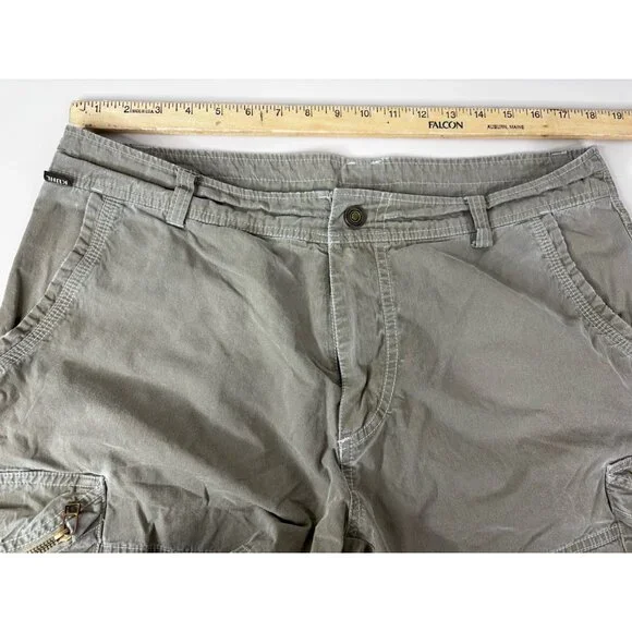 Kuhl Cargo Shorts Men 36 X 12 Brown Patina Dye Cotton Nylon Hiking Gorpcore EUC - Picture 4 of 9